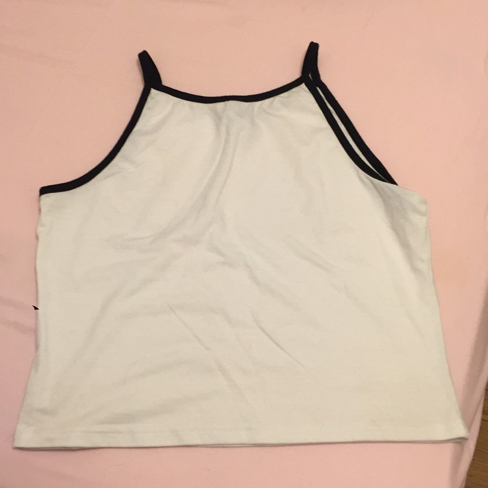 White & black crop tank top